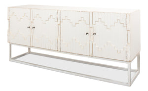 Sarreid Aztec Sideboard On Stand - Chic Whitewash Finish With 2 Removable Shelves For Stylish Storage White  40383