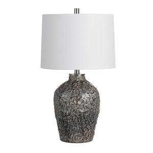 Crestview Collection 27.5"H Elegant Blue Gray Textured Ceramic Table Lamp With Modern Shade For Stylish Ambiance   Cvap3283