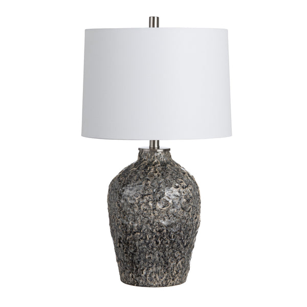 Crestview Collection 27.5"H Elegant Blue Gray Textured Ceramic Table Lamp With Modern Shade For Stylish Ambiance   Cvap3283