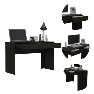 Homeroots 47" Black Computer Desk With Two Drawers   403833