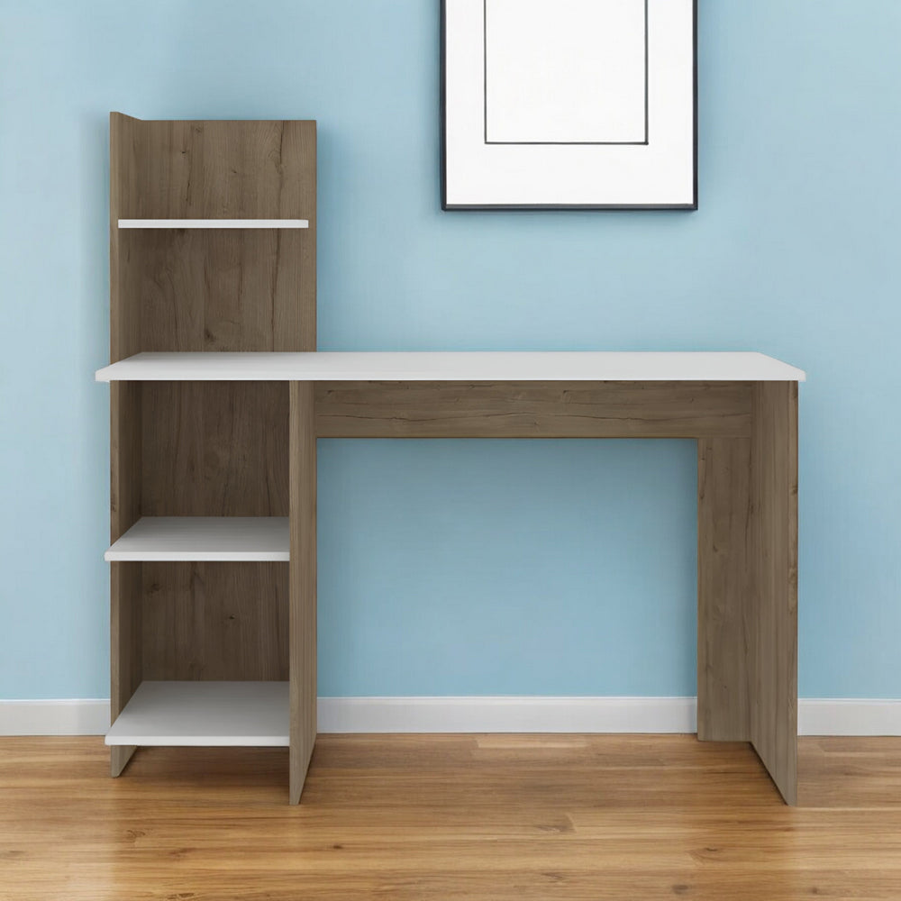 Homeroots 47" White And Brown Computer Desk   403837