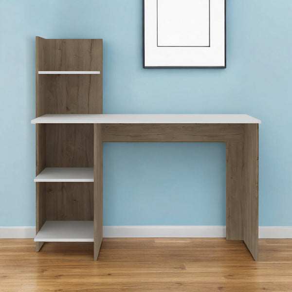 Homeroots 47" White And Brown Computer Desk   403837