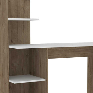 Homeroots 47" White And Brown Computer Desk   403837