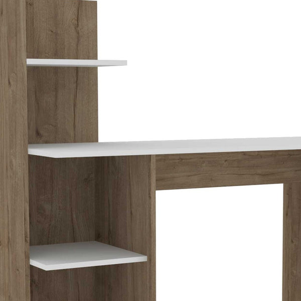 Homeroots 47" White And Brown Computer Desk   403837