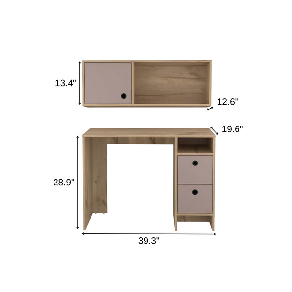 Homeroots 39" Taupe Computer Desk With Two Cabinets Two Drawers   403838