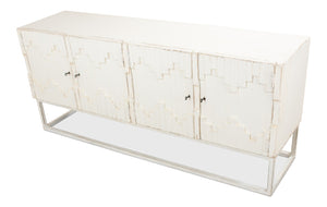 Sarreid Aztec Sideboard On Stand - Chic Whitewash Finish With 2 Removable Shelves For Stylish Storage White  40383