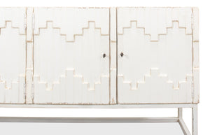 Sarreid Aztec Sideboard On Stand - Chic Whitewash Finish With 2 Removable Shelves For Stylish Storage White  40383