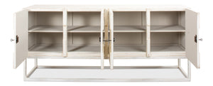 Sarreid Aztec Sideboard On Stand - Chic Whitewash Finish With 2 Removable Shelves For Stylish Storage White  40383