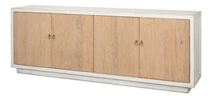 Sarreid Modern Sideboard With Removable Shelves - Stylish Reclaimed Pine Design With Antique Natural Finish White  40384