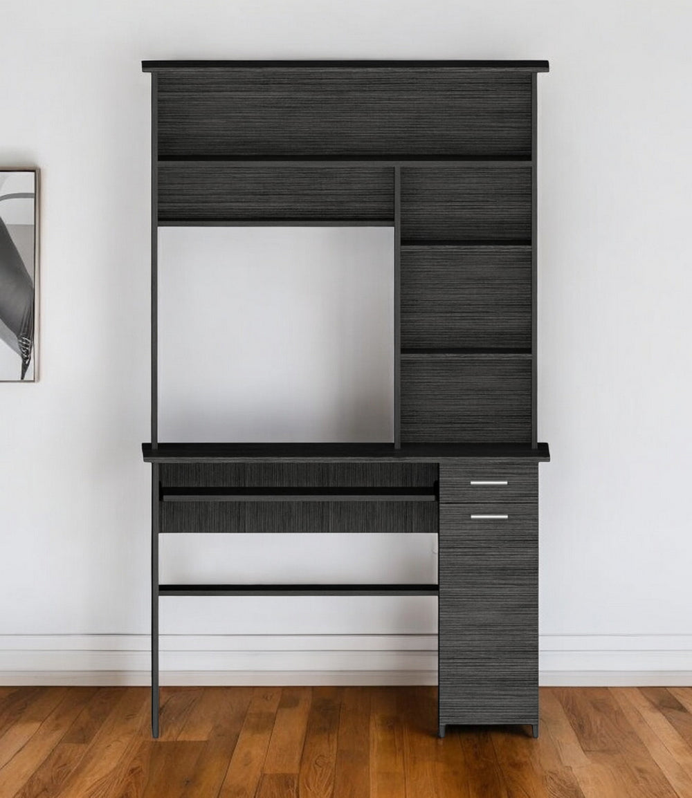 Homeroots 43" Gray Computer Desk With Hutch   403841