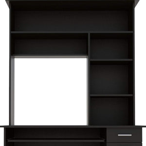 Homeroots 43" Black Computer Desk With Hutch   403842