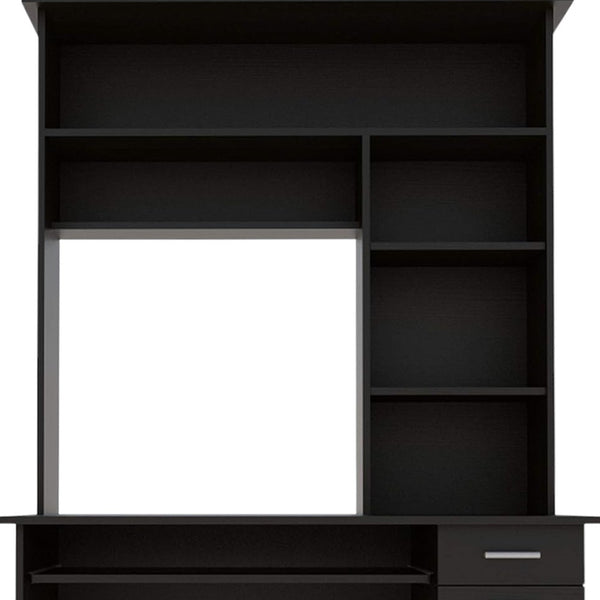 Homeroots 43" Black Computer Desk With Hutch   403842