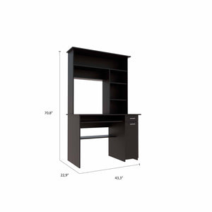 Homeroots 43" Black Computer Desk With Hutch   403842
