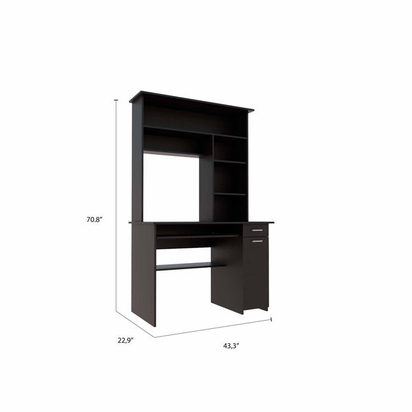 Homeroots 43" Black Computer Desk With Hutch   403842