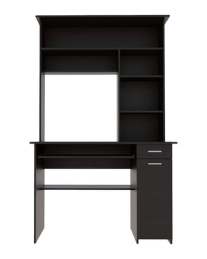 Homeroots 43" Black Computer Desk With Hutch   403842