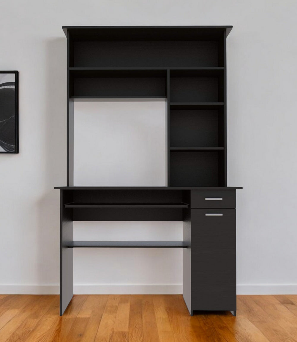 Homeroots 43" Black Computer Desk With Hutch   403842