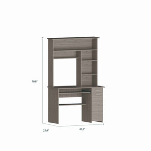 Homeroots 43" Light Gray Computer Desk With Hutch   403843