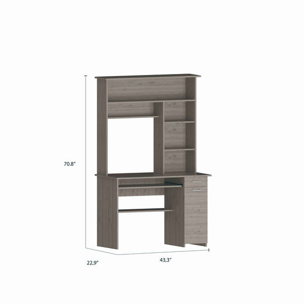 Homeroots 43" Light Gray Computer Desk With Hutch   403843