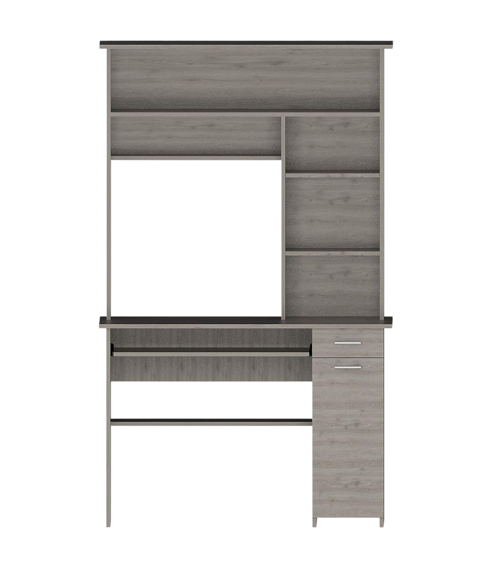 Homeroots 43" Light Gray Computer Desk With Hutch   403843
