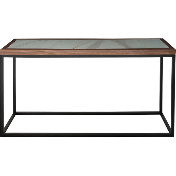 Homeroots 59" Brown White And Black Genuine Marble Frame Console Table   403847