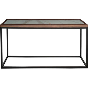 Homeroots 59" Brown White And Black Genuine Marble Frame Console Table   403847