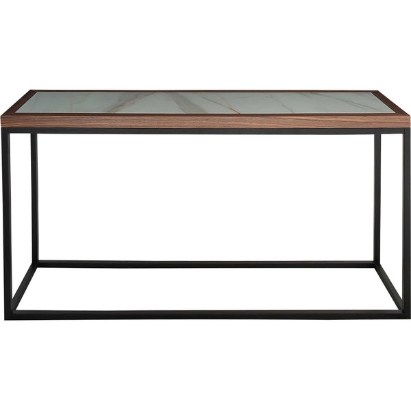 Homeroots 59" Brown White And Black Genuine Marble Frame Console Table   403847