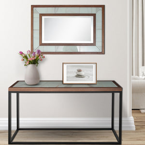 Homeroots 59" Brown White And Black Genuine Marble Frame Console Table   403847