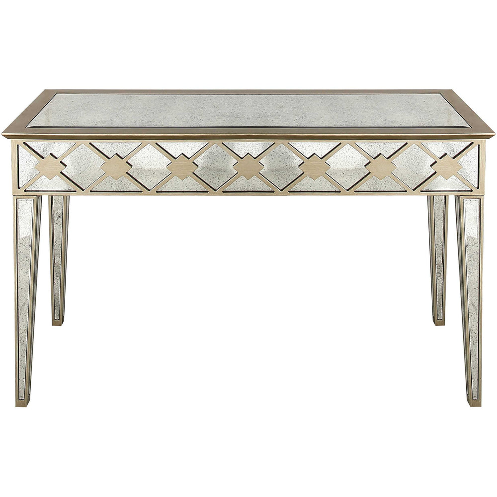 Homeroots 51" Gold And Silver Mirrored Glass Console Table   403848
