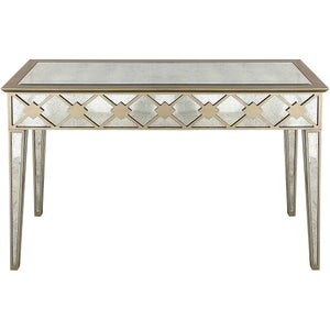Homeroots 51" Gold And Silver Mirrored Glass Console Table   403848