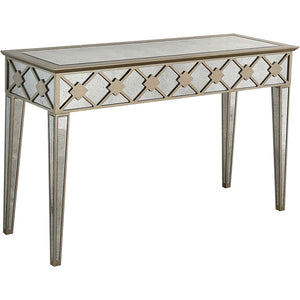 Homeroots 51" Gold And Silver Mirrored Glass Console Table   403848