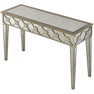 Homeroots 51" Gold And Silver Mirrored Glass Console Table   403848