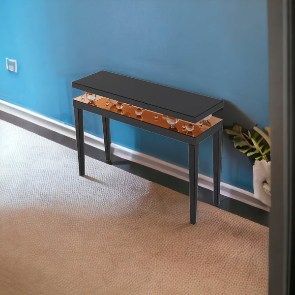 Homeroots 51" Black Mirrored Console Table   403849