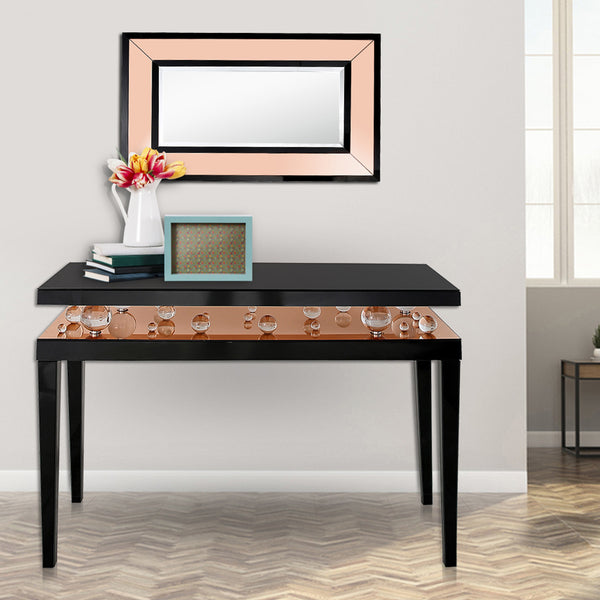 Homeroots 51" Black Mirrored Console Table   403849