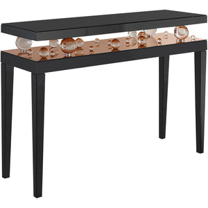 Homeroots 51" Black Mirrored Console Table   403849