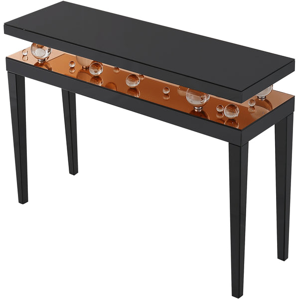 Homeroots 51" Black Mirrored Console Table   403849