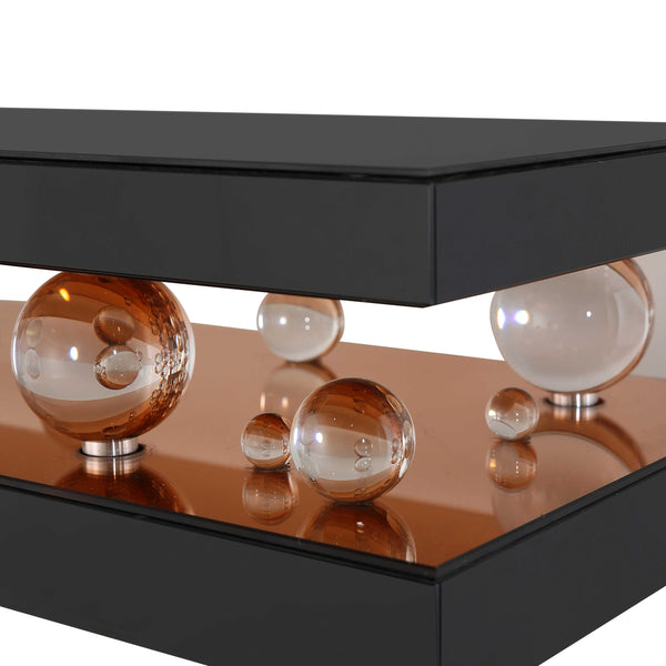 Homeroots 51" Black Mirrored Console Table   403849