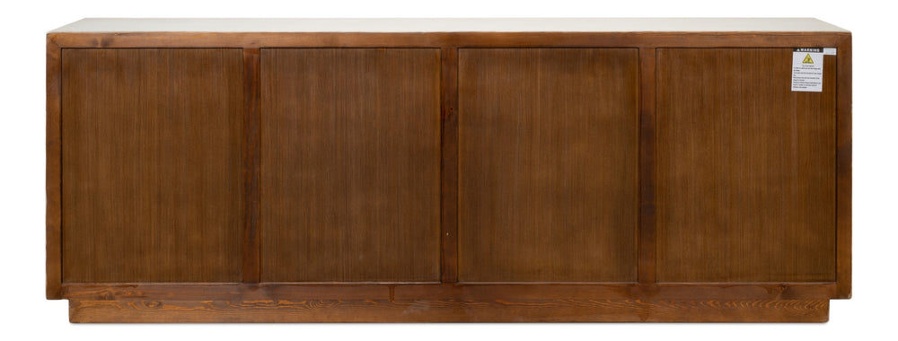 Sarreid Modern Sideboard With Removable Shelves - Stylish Reclaimed Pine Design With Antique Natural Finish White  40384