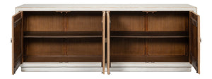 Sarreid Modern Sideboard With Removable Shelves - Stylish Reclaimed Pine Design With Antique Natural Finish White  40384