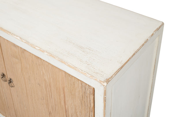 Sarreid Modern Sideboard With Removable Shelves - Stylish Reclaimed Pine Design With Antique Natural Finish White  40384