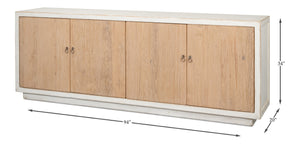 Sarreid Modern Sideboard With Removable Shelves - Stylish Reclaimed Pine Design With Antique Natural Finish White  40384
