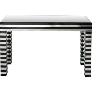 Homeroots 48" Silver And Black Mirrored Glass Console Table   403851