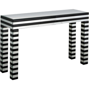 Homeroots 48" Silver And Black Mirrored Glass Console Table   403851