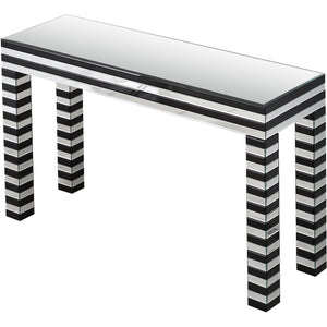 Homeroots 48" Silver And Black Mirrored Glass Console Table   403851