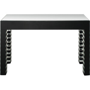 Homeroots 48" Silver And Black Mirrored Glass Console Table   403851