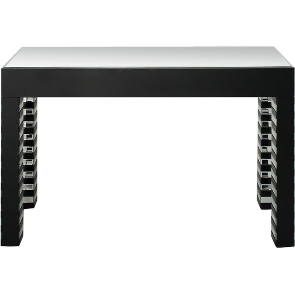 Homeroots 48" Silver And Black Mirrored Glass Console Table   403851