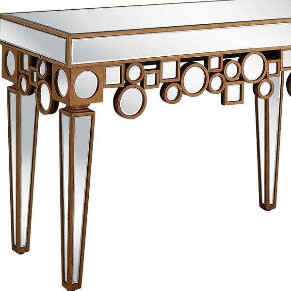 Homeroots 47" Silver And Gold And Silver Mirrored Glass Console Table   403852