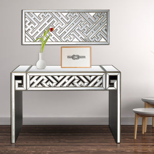 Homeroots 52" Silver And Gold And Silver Mirrored Glass Sled Console Table   403853