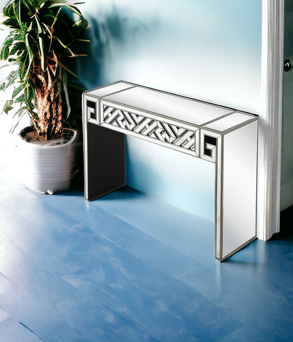 Homeroots 52" Silver And Gold And Silver Mirrored Glass Sled Console Table   403853