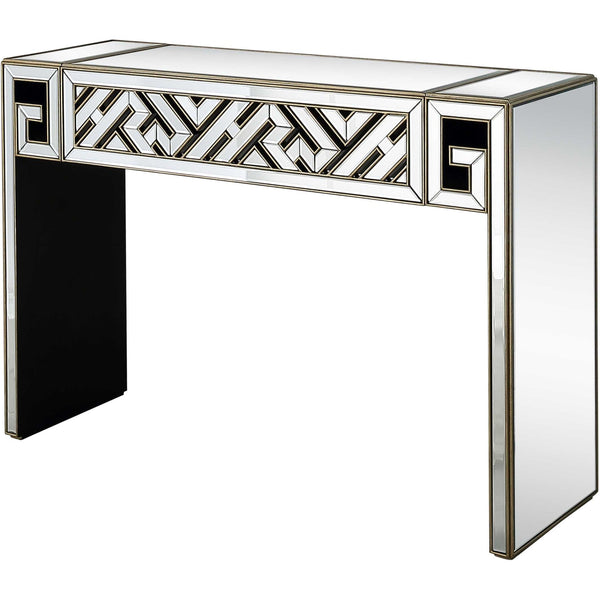 Homeroots 52" Silver And Gold And Silver Mirrored Glass Sled Console Table   403853