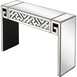 Homeroots 52" Silver And Gold And Silver Mirrored Glass Sled Console Table   403853